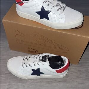 Vintage Havana Sneakers with Blue Star and Red Accents